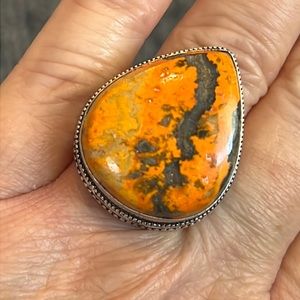 Bubble Bee Jasper Handcrafted Ring Size 6.5
